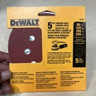 Dewalt DW4314 5" 6 Hole 220 Grit Hook Loop Random Orbit Sandpaper, 25 Pack New. Price: $18.99.
