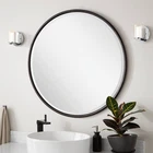 Sobb Round Decorative Vanity Mirror - Black Powder Coat With Gold Gilding New. Price: $216.00.