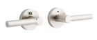 Signature Hardware Ewing Privacy Round Rosette Lever Handle - Brushed Nickel Open. Price: $34.95.