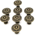 8 Vintage Antique Brass Knobs Handles Pulls - Flower Pattern For Cabinets Drawer. Price: $29.99.