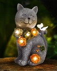 Solar Garden Statues Outdoor Decor, 6 Led Cat Flowers Butterfly Figurine Lights, New. Price: $26.99.
