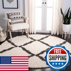 Safavieh Dallas Shag Collection Area Rug - 6 Round Ivory Dark Grey Trellis New. Price: $157.02.