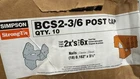Simpson Strong-tie BCS2-3/6 2-3X6 Post Cap 10 Pk New. Price: $100.00.