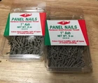 Nos Philstone 1" Ash-hardened Threaded Colored Panel Nails 2/6OZ Pkgs. Open. Price: $10.95.