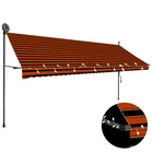 Vidaxl Orange Brown Retractable Awning Manual Led Patio Garden Sun Shelter Cover New. Price: $109.44.