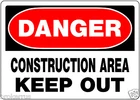 Danger Construction Area Keep Out Warning Metal Sign 10" X 14" Hillman 842054 New. Price: $25.46.