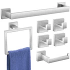 7-PIECES Brushed Nickel Bathroom Accessory Set, Accessories, Towel Rack New. Price: $86.19.