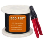 Senmit 500FT 1/8" Black Wire Rope Cable, T316 Stainless Steel Marine Grade New. Price: $228.08.