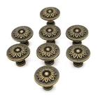 8 Vintage Antique Brass Knobs Handles Pulls - Flower Pattern For Cabinets Drawer New. Price: $17.46.