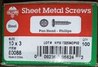 100 Hillman #10 X 3" Phillips Pan Head Zinc Plated Sheet Metal Screw 80088 New. Price: $15.43.