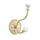 Beaded Floral Brass Double Hook With Porcelain Knobs - Satin New. Price: $41.00.