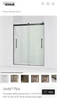 Kohler Levity Plus Frameless Sliding Shower Door, Clear Tempered Glass, 77-9/16 Open. Price: $1227.00.