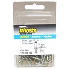 FPC48S-100 Pack 1/8" Diameter, Long Steel Rivet Grip Range: .376" .5" New. Price: $19.88.