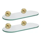 Jqk 12X5" Brushed Gold Tempered Glass Bathroom Shelf, Shower Storage New. Price: $80.15.
