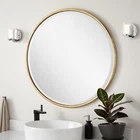Signature Hardware Sobb Round Vanity Mirror, Gold Leaf, 36 Inches Open. Price: $240.02.