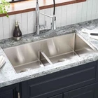 Signature Hardware 32" Undermount 50/50 Doublebasin Stainless Steel Kitchen Sink Open. Price: $450.00.