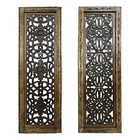 Benzara Floral Hand Carved Wooden Wall Panels- Assortment Of Two- Brown New. Price: $75.99.