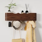 Jadoxy Coat Rack Wall Mount With Shelf 4 Hidden Hooks Modern Wooden Key Holder New. Price: $83.59.