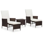Patio Furniture Set 3 Piece Wicker Armchairs With Table Poly Rattan Vidaxl New. Price: $327.99.