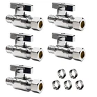 5 Pcs Straight Stop Valve 1/2 Pex 3/8 Od Compression Shut Off Brass Plumbing New. Price: $38.29.