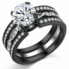 2.74 Ct Round Cut Cz Black Stainless Steel Engagement Wedding Rings Set For Her New. Price: $22.49.