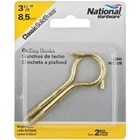 (5-2PK)-NATIONAL Hardware #6 Solid Brass Decorative Ceiling Hook N192-278 New. Price: $29.89.