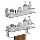 Danpoo Wall Mounted Bathroom Shelves With Towel Bar Tempered Glass 2 Tier New. Price: $62.31.