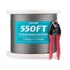 Lichamp 550FT 1/8" Stainless Steel Wire Rope Cable, Aircraft 316 Braided New. Price: $126.45.
