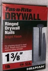 Hillman Fasteners Drywall Nail, Bright Ring Shank, 1-3/8-IN., 1-LB. New. Price: $16.90.