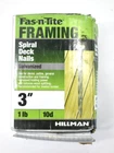 Hillman Fasteners Deck Nails 3" Spiral Hardware 1LB Pack 71 Piece Genuine Oem Open. Price: $15.99.