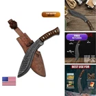 Premium Damascus Kukri Machete Full Tang Fixed Blade With Sheath New. Price: $85.99.