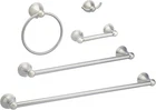 5 Piece Bathroom Hardware Set, Satin Nickel, Towel Bar, Toilet Paper Holder, New. Price: $59.23.