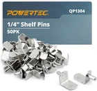 Powertec QP1304 1/4-INCH Shelf Pins, L-shaped Bracket (50PK), Nickel New. Price: $15.78.