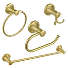 Besy Brushed Gold 4 Piece Bathroom Accessories Set Single Towel Bar Ring New. Price: $129.29.