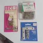 Philstone Panel Nails, Hager Corner Irons CD1998, Permapac Picture Hangers Set Used. Price: $14.99.