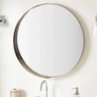 New Brushed Nickel Palora Round Decorative Vanity Mirror - Signature Hardware. Price: $199.95.