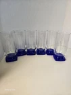 Bormoili Rocco Ibisco Clear Glass Top With Square Cobalt Blue Base Set Of (6) - New. Price: $49.99.