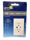 New Leviton Decora+ 18W Usb-a & Usb-c Outlet T5638-BW White. Price: $14.69.