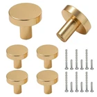 Cabinet Knobs Gold 6 Pack, Round Brushed Brass Kitchen Pulls, Furnitu.... Price: $16.42.