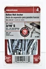 Hillman 3/16 In. Dia. X Short Metal Pan Head Hollow Wall Anchors 1... New. Price: $31.65.