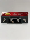 3M Command Decorative Key Rail, 8W X1 1/2D 1/8H, Black/silver, 4 Hooks/pack New. Price: $16.91.