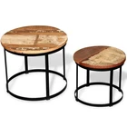 Coffee Table Set 2 Piece Round End Side Solid Wood Mango Vidaxl New. Price: $146.99.