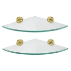 Jqk Corner Glass Shelf Brushed Gold Stainless Steel Shower Triangle Storage (10" New. Price: $71.25.