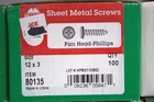 Hillman 80135 No. 12 Ga. X In. Phillips Pan Head Sheet Metal Screws New. Price: $19.99.