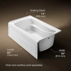 Kohler Mariposa 60" X 36" Alcove Bath, Right Drain White New. Price: $850.00.