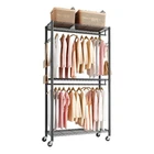 Vevor Rolling Clothes Rack 3 Tiers Adjustable Height Clothing Garment Black New. Price: $59.99.