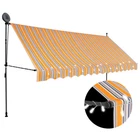 Vidaxl Manual Retractable Awning Led 157 5" Yellow Blue Polyester Pu Coated New. Price: $109.44.