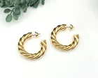 Gold-tone Twisted Rope Hoop Earrings With Secure Post Back Design By Zara New. Price: $14.00.
