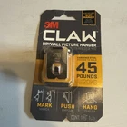 3M Claw Drywall Picture Hanger Hook Mark Push Steel Holds 45 Pounds, Silver New. Price: $13.15.