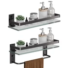 Danpoo Bathroom Shelves Wall Mounted Clear Tempered Glass Shelf Towel Bar Hand New. Price: $65.50.